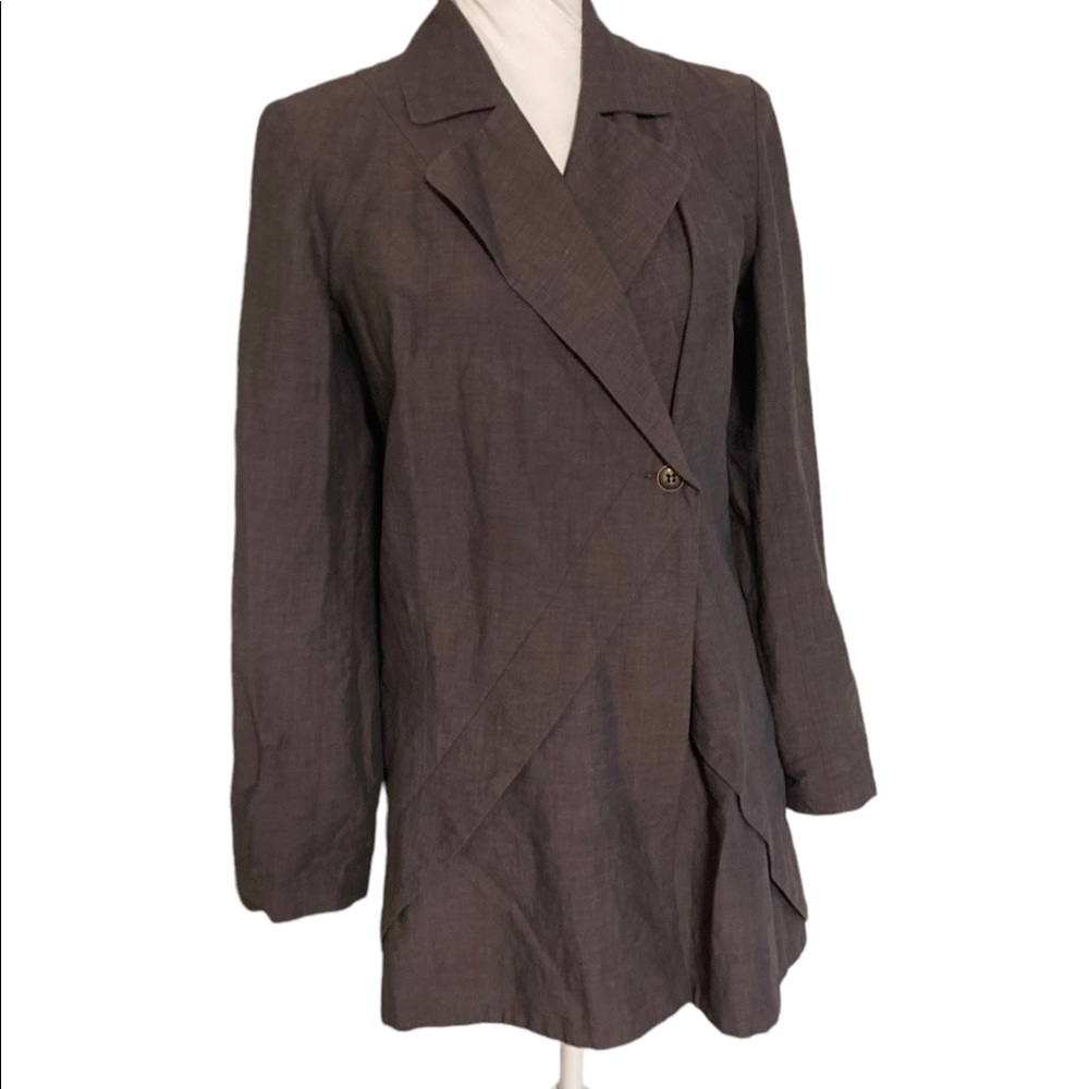 Purple Plum Linen Fashion Mid Length Cotten Linen Jacket